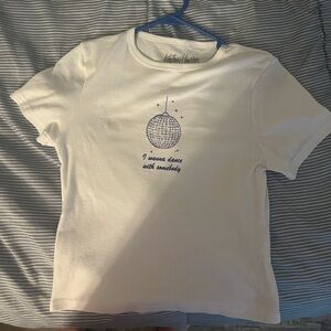 White Graphic I Wanna Dance With Somebody Graphic Tee